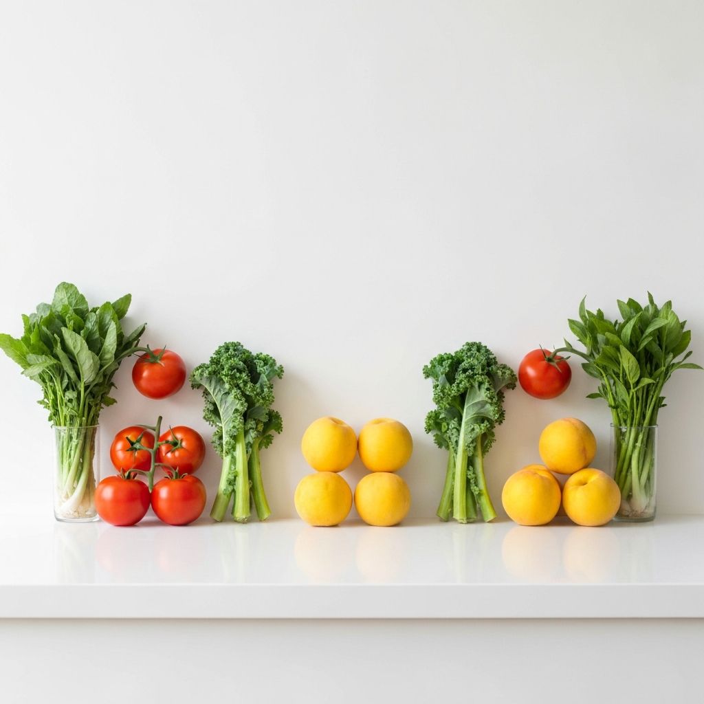 Symmetrical kitchen counter with balanced produce placement